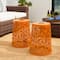 Glitzhome® 17.5" Iron Geometric Pattern Solar Garden Stool Set